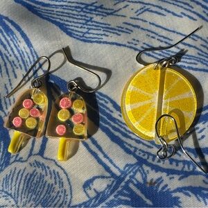 Yellow Lemon & Pink Popsicle Earrings